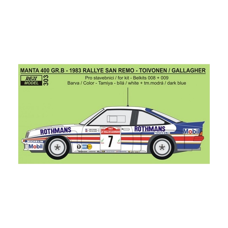 Opel Manta 400 Gr.B 1983 Rallye San Remo Toivonen