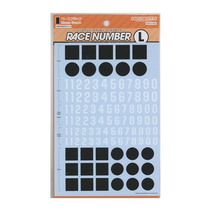 Race Number Decals L size Black Base